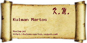 Kulman Martos névjegykártya